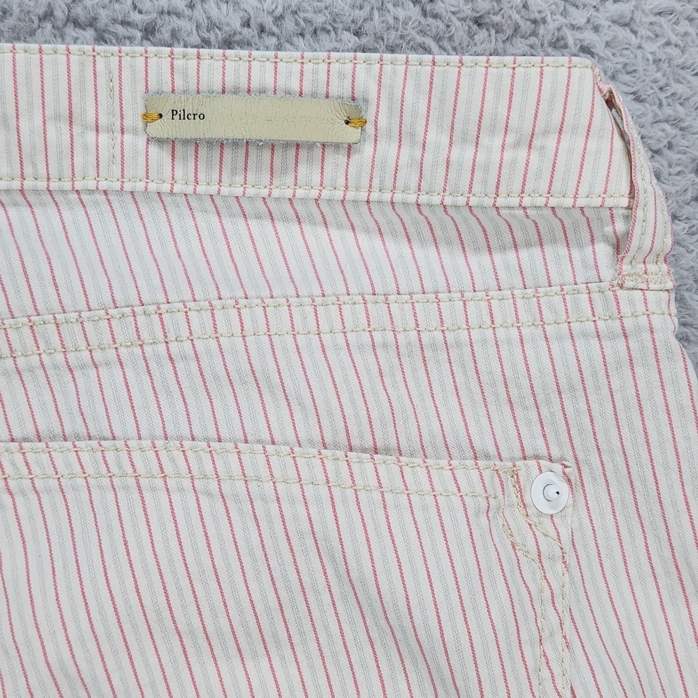 Pilcro And The Letterpress Pants Womens 32 Off White Pink Stripe Chino Cropped - Picture 16 of 16